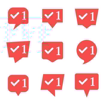 Set of nine notifications in social media with check. Vector illustration.