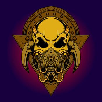 Hand drawn Skull Head with Anti Poison Mask Illustration vector