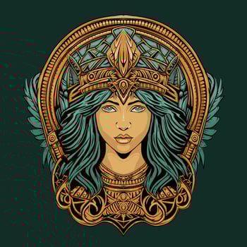 Hand drawn Magnificent Egyptian Cleopatra illustration Ornament Frame vector