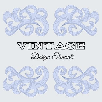Calligraphic design elements and page decoration. Blue Vintage floral elements for design. Vector decorative design elements.