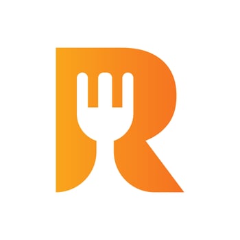 Letter R Restaurant Logo Combined with Fork Icon Vector Template