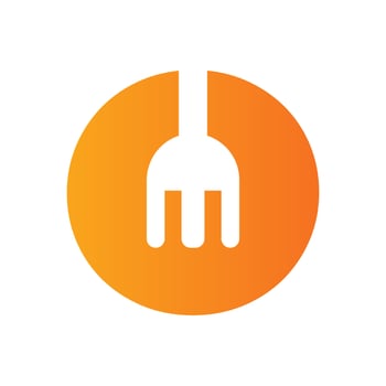 Letter O Restaurant Logo Combined with Fork Icon Vector Template