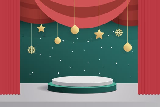 Winter snow Christmas background, Product presentation show cosmetic product podium vector