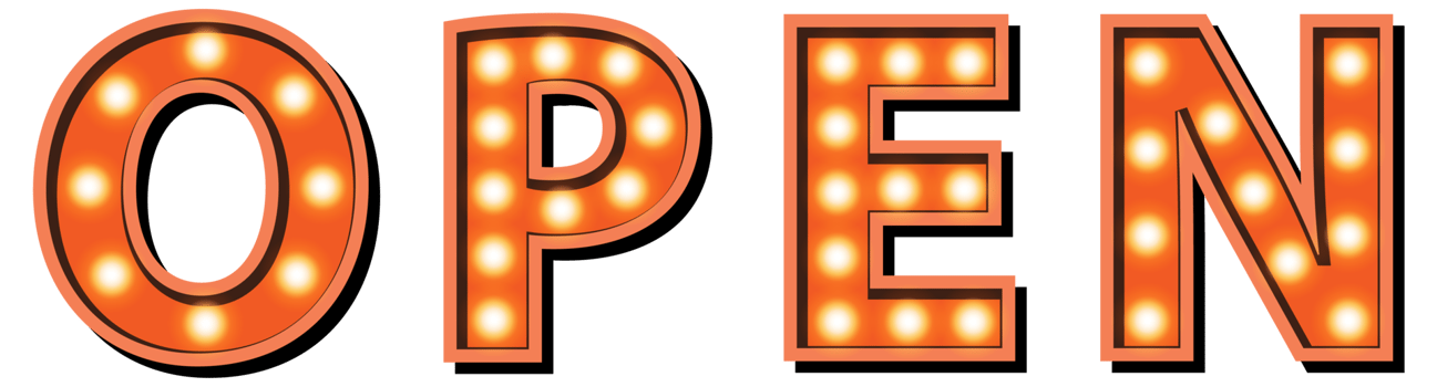 Vintage marquee bulb, open sign png
