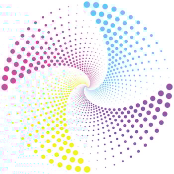 Dots in circle, colorful spiral, vector abstract background, vivid art