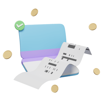 3d bank account open book, passbook with coin, invoice, paper receipt, electronic bill payment isolated. saving money, financial business, banking payment, 3d render illustration png