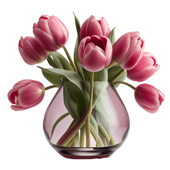 bouquet of tulips. pink tulips in vase png