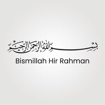 Arabic Calligraphy of Bismillah, the first verse of Quran, translated as In the name of God, the merciful, the compassionate, in thuluth Calligraphy Islamic Vector Free Vector