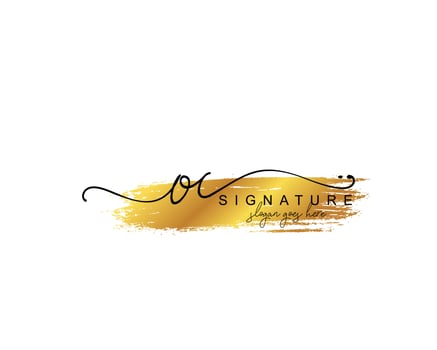 Initial OC beauty monogram and elegant logo design, handwriting logo of initial signature, wedding, fashion, floral and botanical with creative template. vector