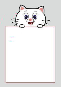 Cute cat holding whiteboard animal cartoon concept isolated vector