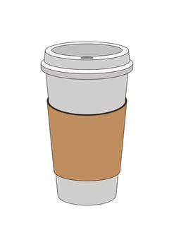 Isolated Disposable Coffee Cup Vector Icon.