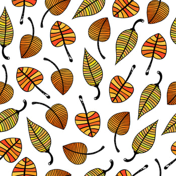Beautiful seamless doodle pattern with vintage leaves sketch. design background greeting cards and invitations to the wedding, birthday, mother s day and other seasonal autumn, spring, autumn holidays vector