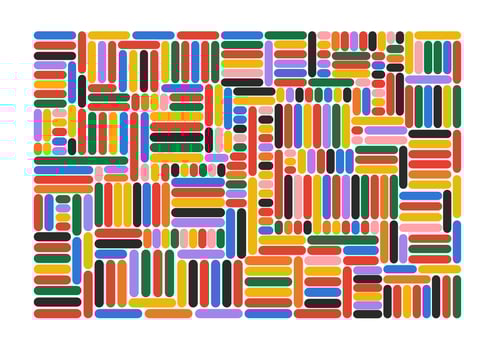 Colorful pattern. Fun colorful lines or stripes doodle shape background. Yellow, green, violet, black, orange, red, blue colors. Mosaic. vector