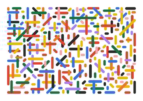 Colorful pattern. Fun colorful lines or stripes doodle shape background. Yellow, green, violet, black, orange, red, blue colors. Mosaic. Vertical, horizontal and diagonal figures. vector