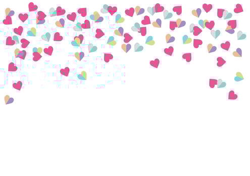 Beautiful Confetti Hearts Falling on Background. Valentine Day. Vector illustration. Invitation Template Background Design, Greeting Card or Poster.