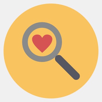 Icon find love. Valentine day celebration elements. Icons in color mate style. Good for prints, posters, logo, party decoration, greeting card, etc. vector