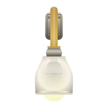 Hanging transparent outdoor lamp with white lampshade in realistic style. Glass lightbulb. Colorful vector illustration isolated on white background.
