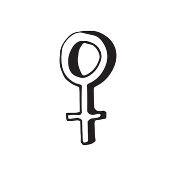Hand drawn doodle illustration. Women concept design. Symbols of feminism and body positivity movement. vector