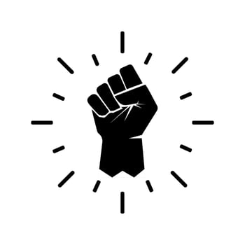 Black raised fist protest symbol icons. Hands clenched power symbol. Black lives important protest. Vector illustration