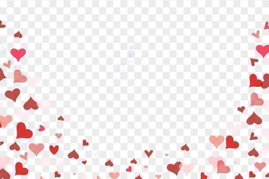 Valentine heart leaves confetti. Valentine's Day, Women's Day concept. Falling hearts. Vector