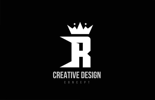 R alphabet letter logo icon design with king crown. Creative template for business and company vector