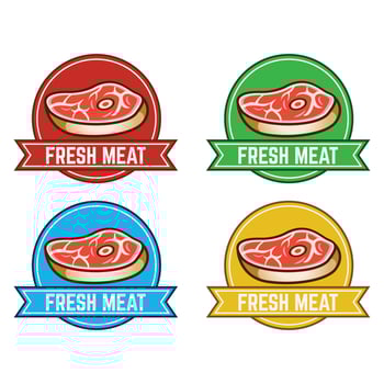 Steak labels, icon designed for steak, grill, bbq houses and restaurants. Vector illustration isolated on white background