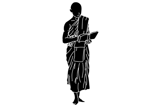 Silhouette of Buddhist Monk reading a book png