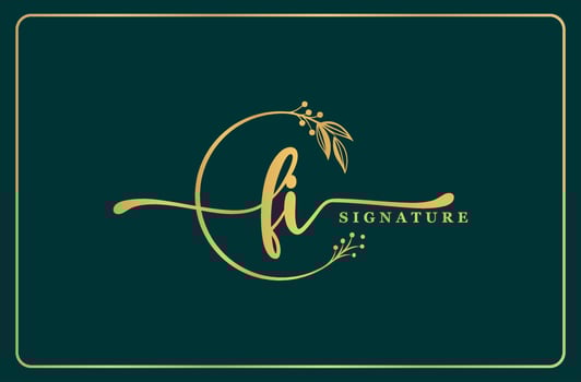 luxury gold signature initial li logo design isolated leaf and flower vector