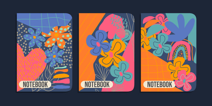 Organic shapes set on blue background. abstract design hand drawn cover in pastel colors. Kids cute texture. for school books, children's books, notebooks vector