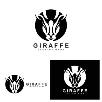 Giraffe Logo Design, Giraffe Head Vector Silhouette, High Neck Animal, Zoo, Tattoo Illustration, Product Brand