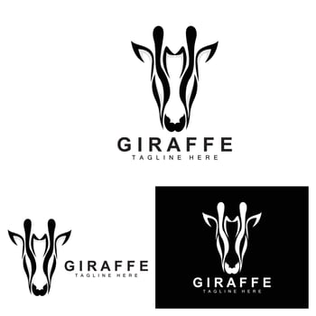 Giraffe Logo Design, Giraffe Head Vector Silhouette, High Neck Animal, Zoo, Tattoo Illustration, Product Brand
