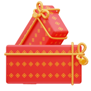 3d render illustration of chinese gift box icon, chinese new year png