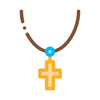 christian cross on neck icon vector outline illustration