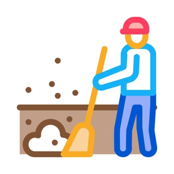 janitor sweep icon vector outline illustration