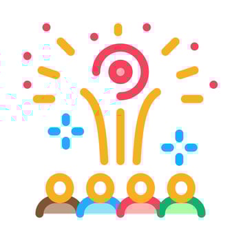 contemplation by people of fireworks icon vector outline illustration