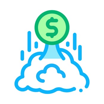money takes off icon vector outline illustration
