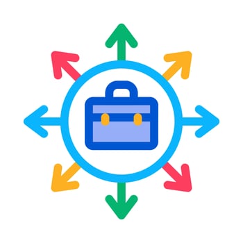 case and arrows different directions icon vector outline illustration