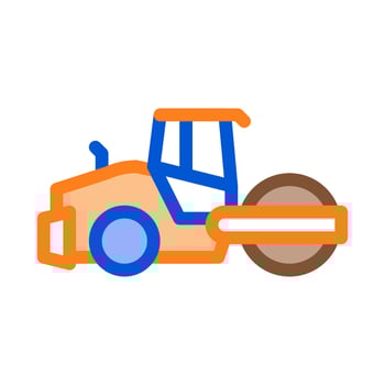 road repair pavering tractor icon vector outline illustration