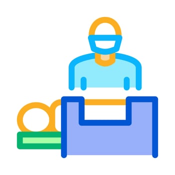 surgeon nad patient on surgical table icon vector outline illustration