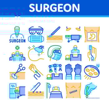 Surgeon Medical Doctor Collection Icons Set Vector