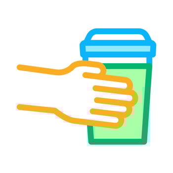 hand holding drink cup icon vector outline illustration