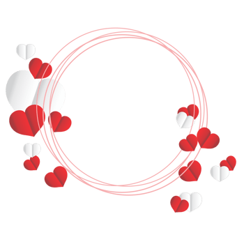 Valentine's day concept background.  red and pink paper hearts with white frame. Cute love sale banner or greeting card png