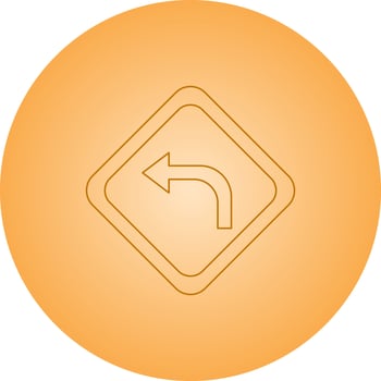 Left turn ahead vector line icon