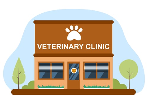 Veterinary clinic or pet hospital in flat design. vector