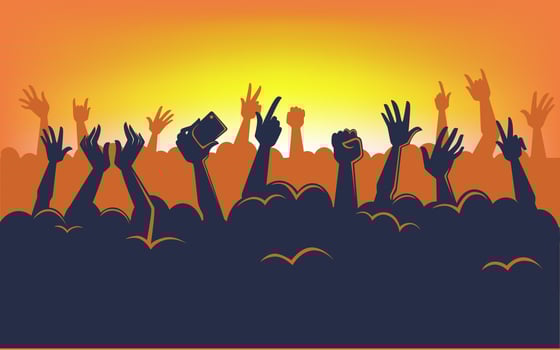 People on concert looking at stage, festivals vector