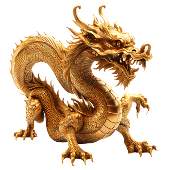 Chinese dragon made of gold represents prosperity and good fortune. Chinese New Year concept png