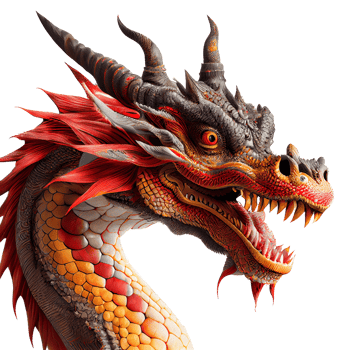 Chinese dragon made of gold represents prosperity and good fortune. Chinese New Year concept with clipping path png