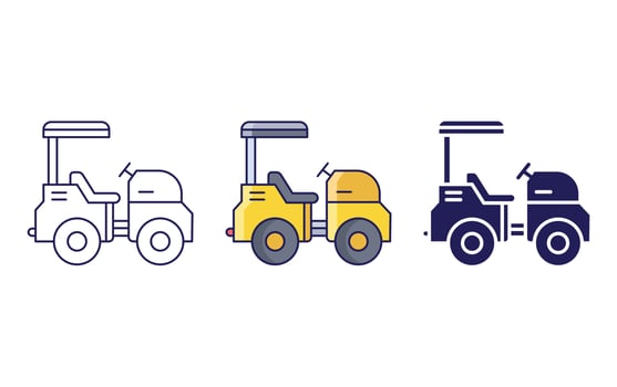 Mini road roller icon vector