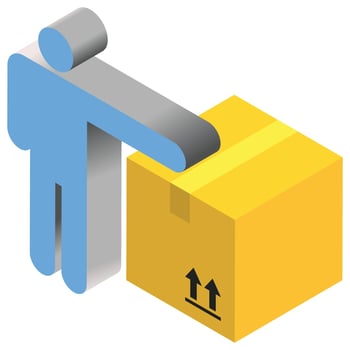 Shipping Man - Isometric 3d illustration. vector