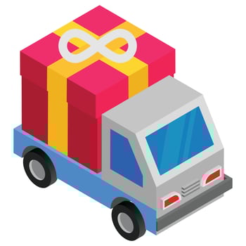 Package Truck - Isometric 3d illustration. vector